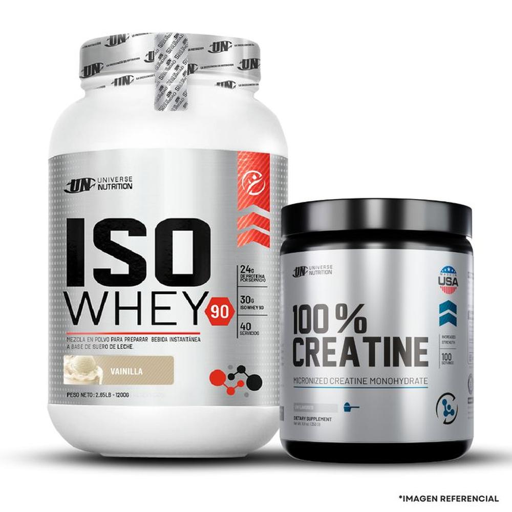Iso whey 90 1.1 kg vainilla + Creatina universe nutrition 250 g