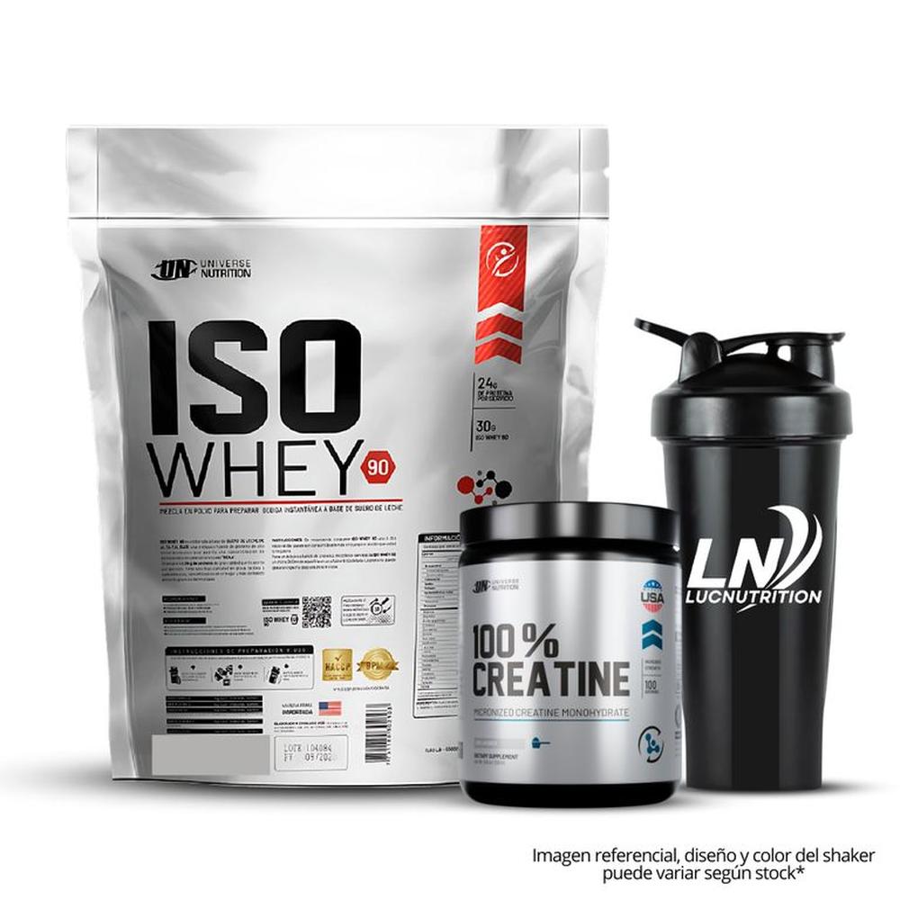 Iso Whey 90 5 kg Chocolate + Creatina universe nutrition 250 g + Shaker