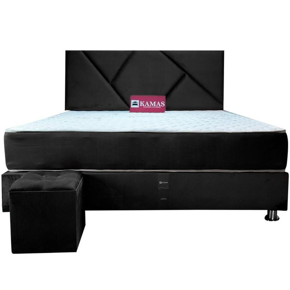 DORMITORIO KAMAS KING SARKI + CABECERA AÉREA LINEAL 2 - NEGRO