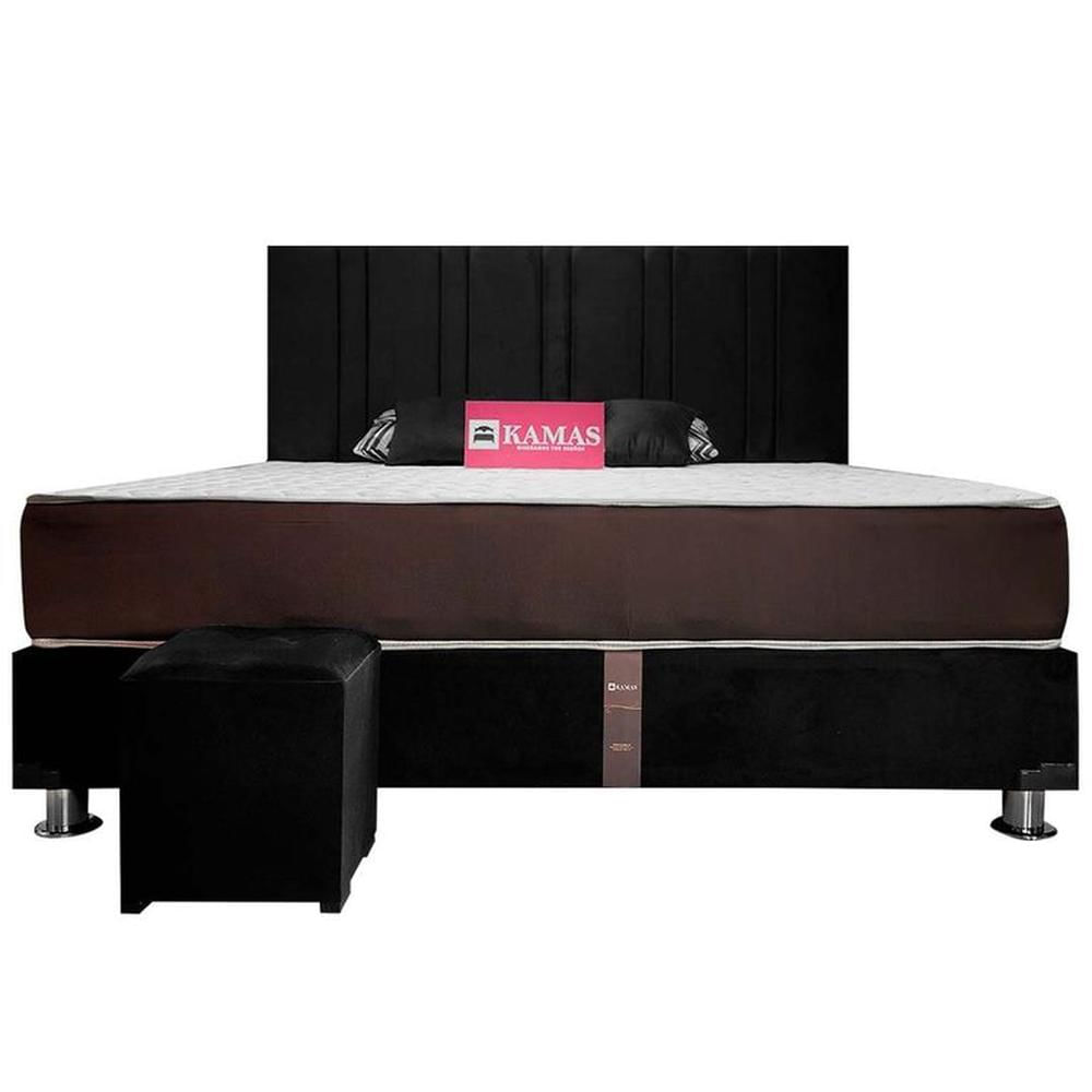 DORMITORIO KAMAS KING SARKI + CABECERA AÉREA LINEAL 3 - NEGRO