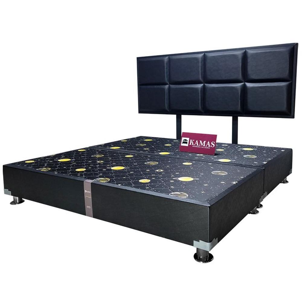 CAMA TARIMA KAMAS KING + CABECERA AÉREA VELUTO - NEGRO