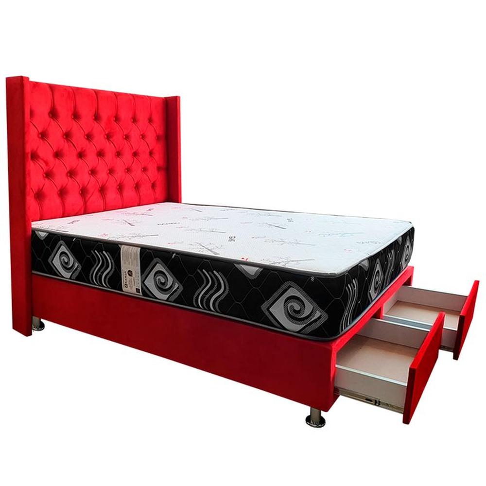 DORMITORIO KAMAS 2 PLAZAS SARKI + CABECERA EMPERATRIZ - ROJO
