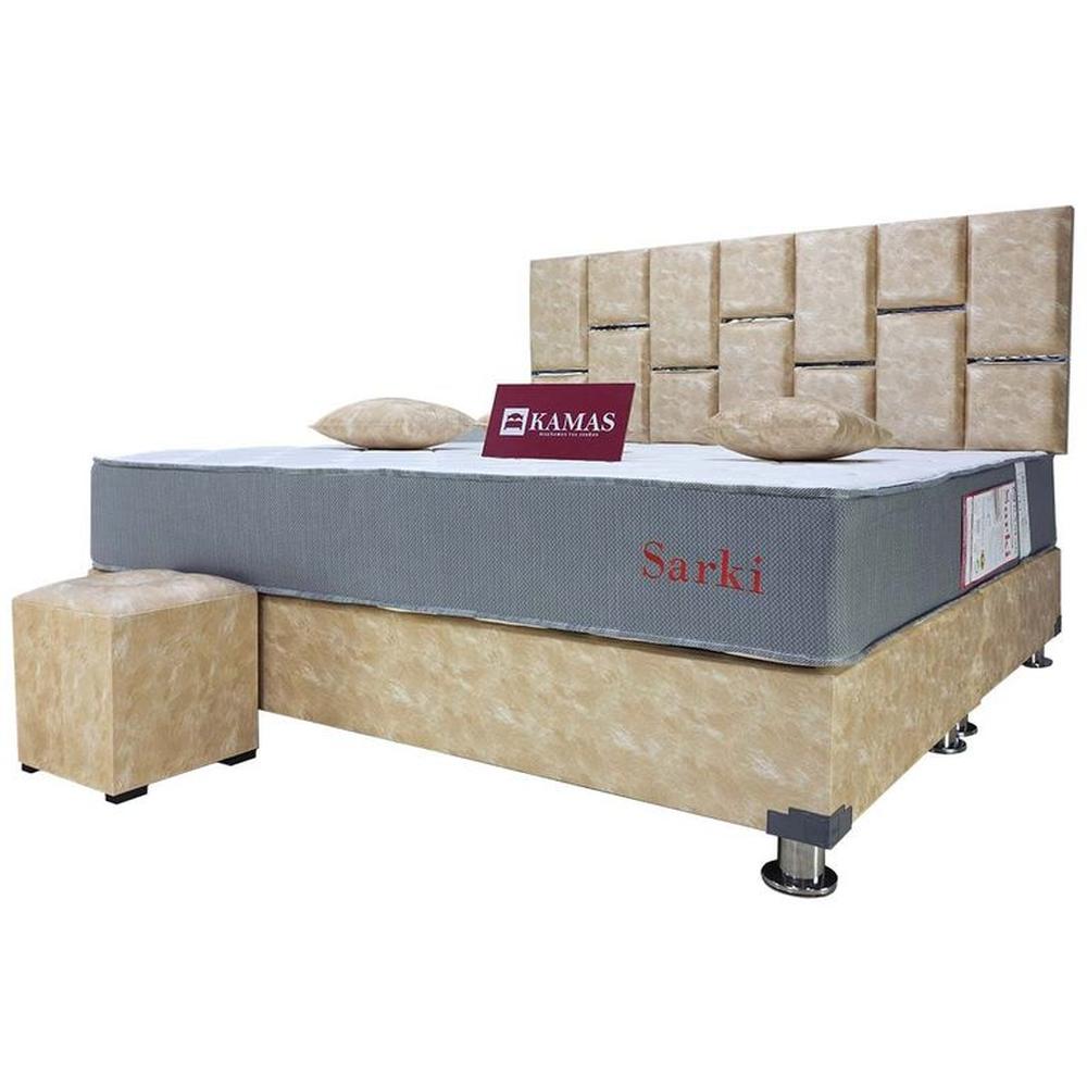 DORMITORIO KAMAS KING SARKI + CABECERA AÉREA ROBLO - BEIGE OSCURO