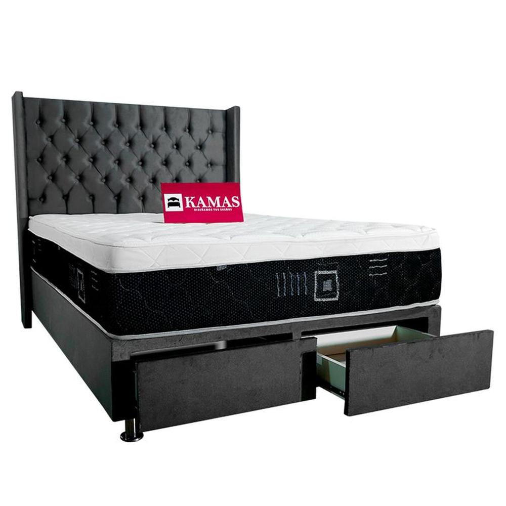 DORMITORIO KAMAS 2 PLAZAS SAFYNNTE + CABECERA EMPERATRIZ - PLOMO