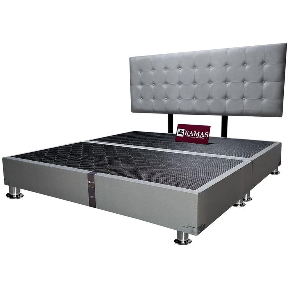 CAMA TARIMA KAMAS KING + CABECERA AÉREA CUADROS 1 - PLATA