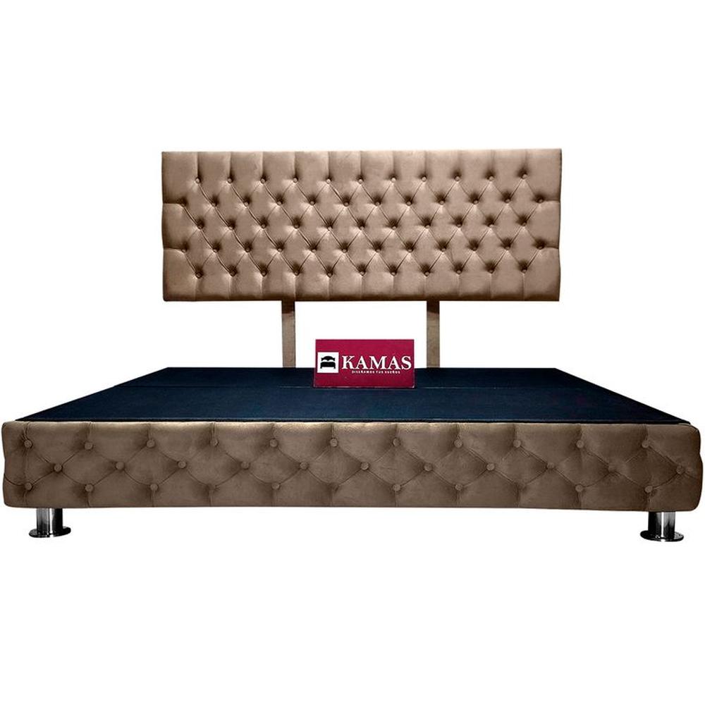 CAMA TARIMA KAMAS KING + CABECERA AÉREA CAPITONEADO - CAMEL
