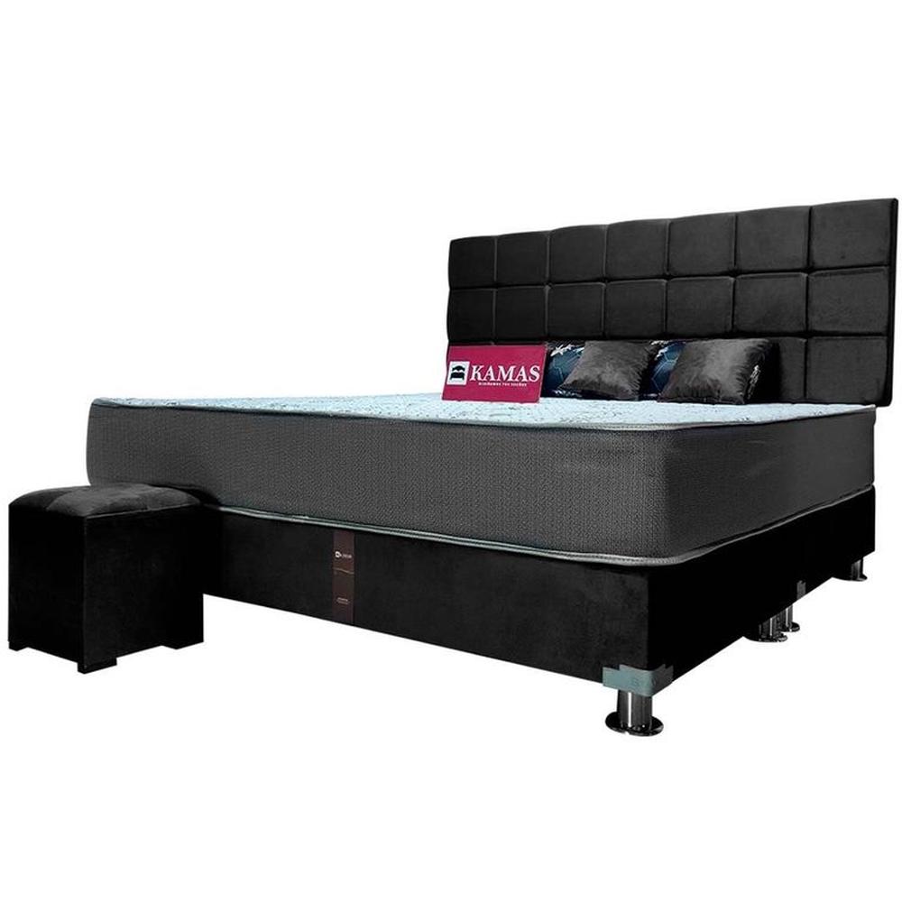 DORMITORIO KAMAS KING SARKI + CABECERA AÉREA RECTANGULAR 2 - NEGRO