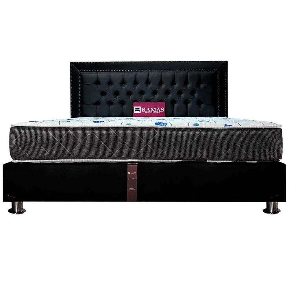 DORMITORIO KAMAS KING SARKI + CABECERA AÉREA CON MARCO - NEGRO