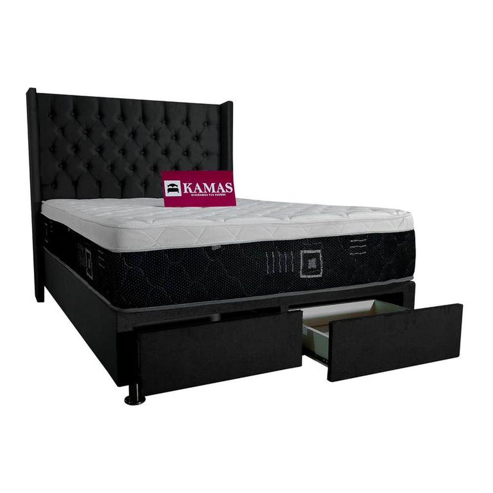 DORMITORIO KAMAS 2 PLAZAS SAFYNNTE + CABECERA EMPERATRIZ - NEGRO
