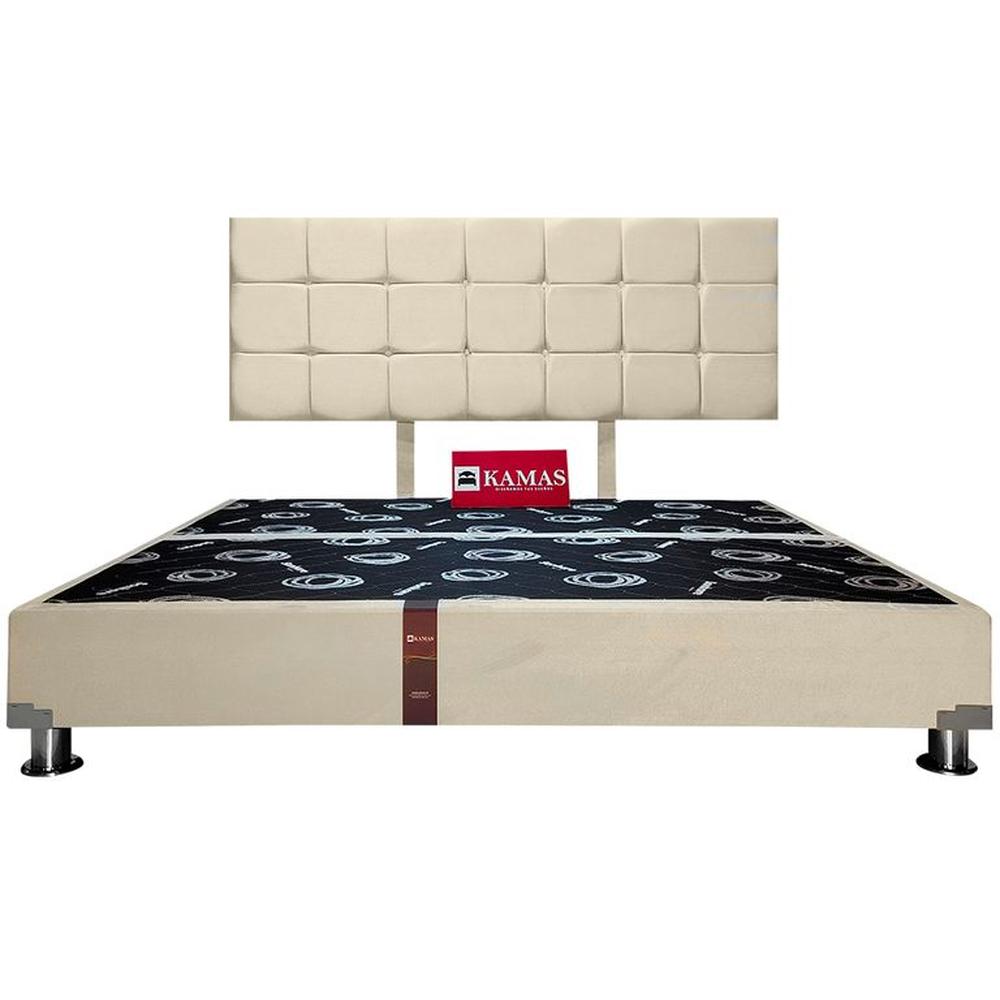 CAMA TARIMA KAMAS KING + CABECERA AÉREA CUADROS 2 - ARENA CLARO