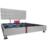 CAMA TARIMA KAMAS KING + CABECERA AÉREA CUADROS 2 - GRIS PLATA
