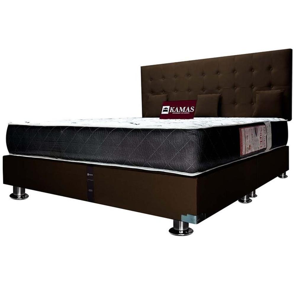 DORMITORIO KAMAS KING SARKI + CABECERA AÉREA CUADROS 1 - MARRÓN