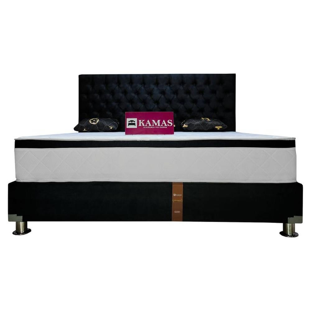 DORMITORIO KAMAS KING DER PRINZ + CABECERA AÉREA CAPITONEADA - NEGRO