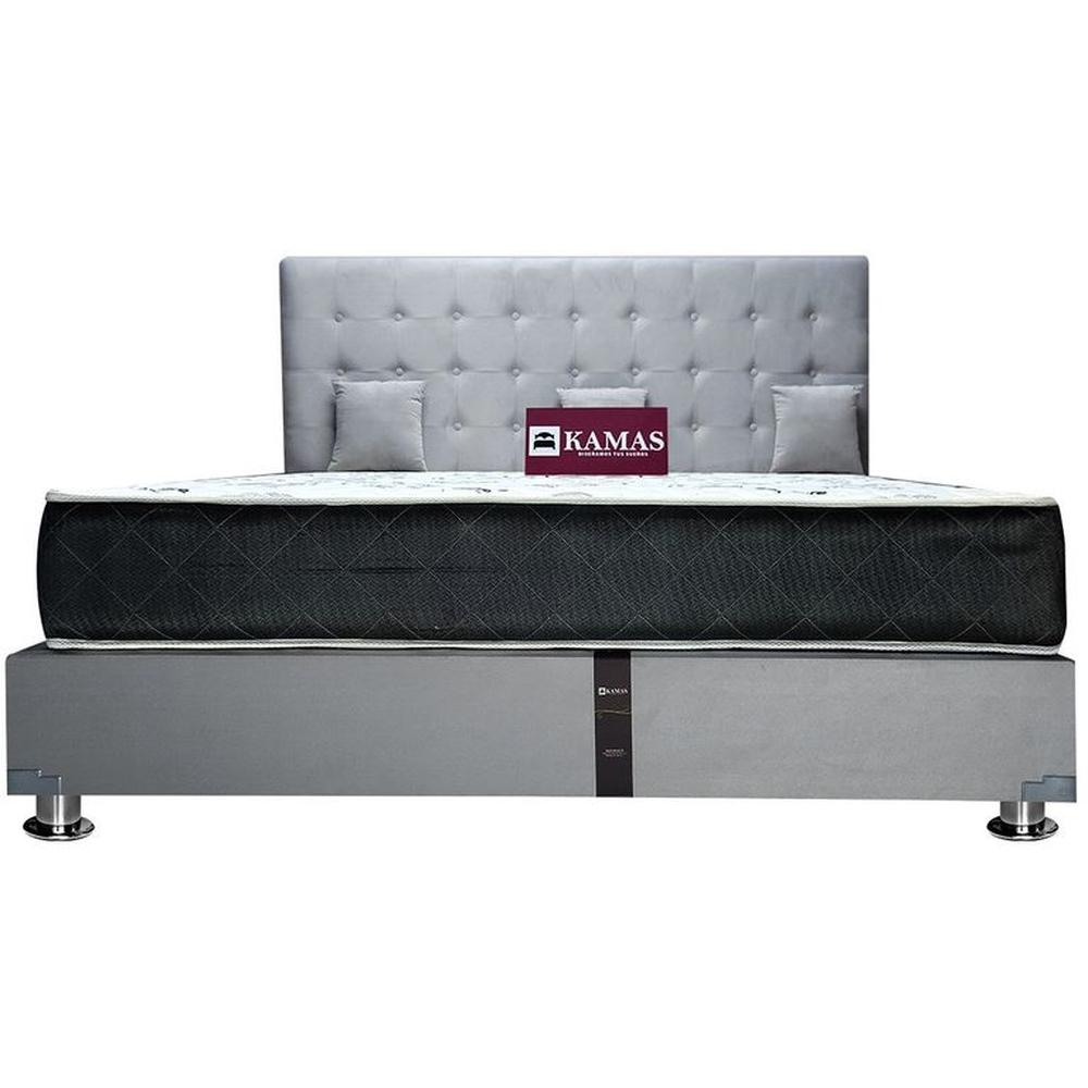DORMITORIO KAMAS KING SARKI + CABECERA AÉREA CUADROS 1 - GRIS