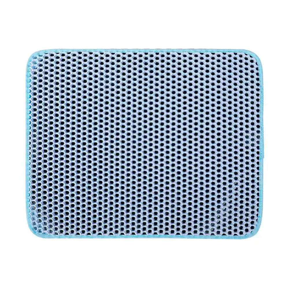 Alfombra Doble Capa Para Arenero De Gato Celeste