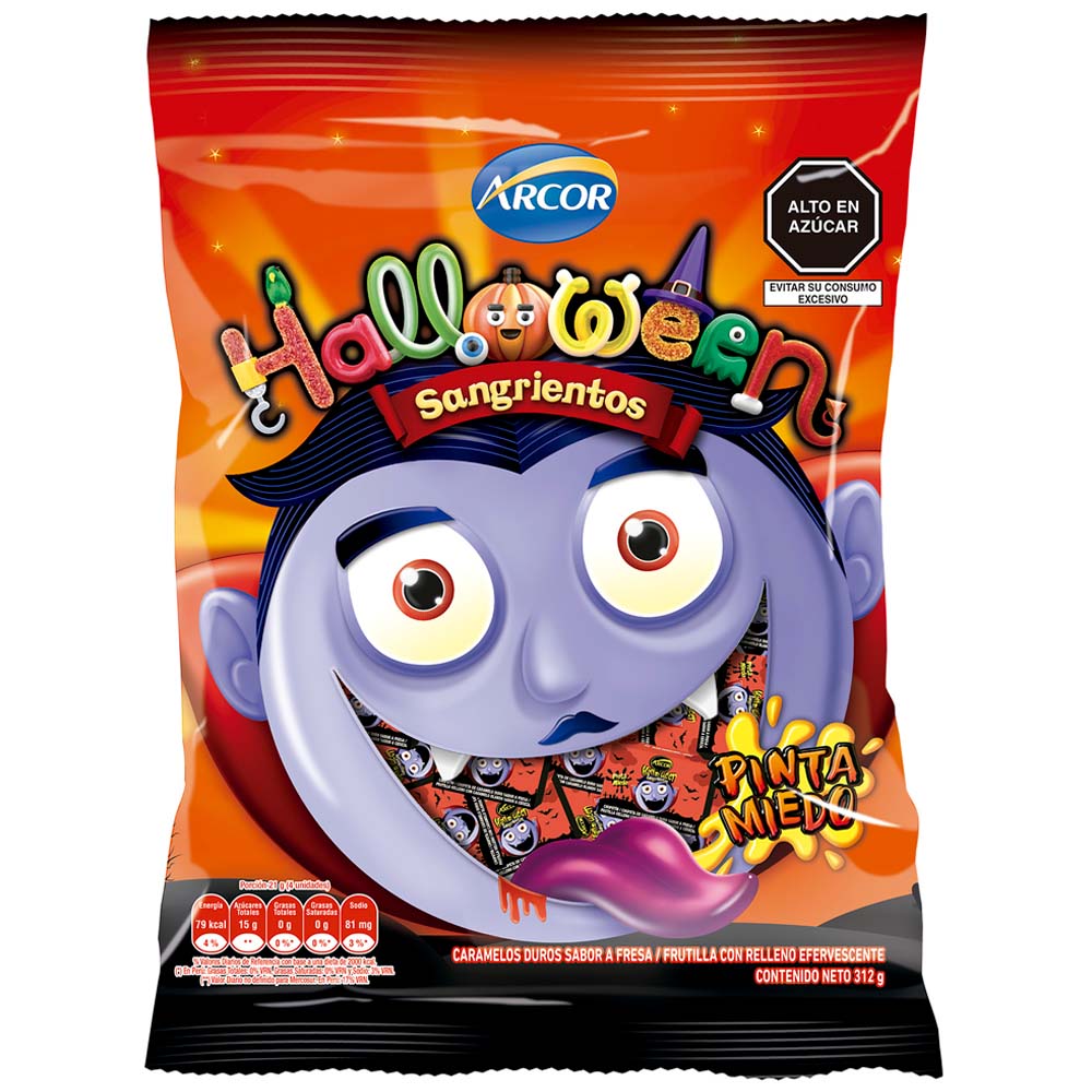 Caramelos ARCOR Halloween Sangrientos Pinta Miedo Bolsa 312g