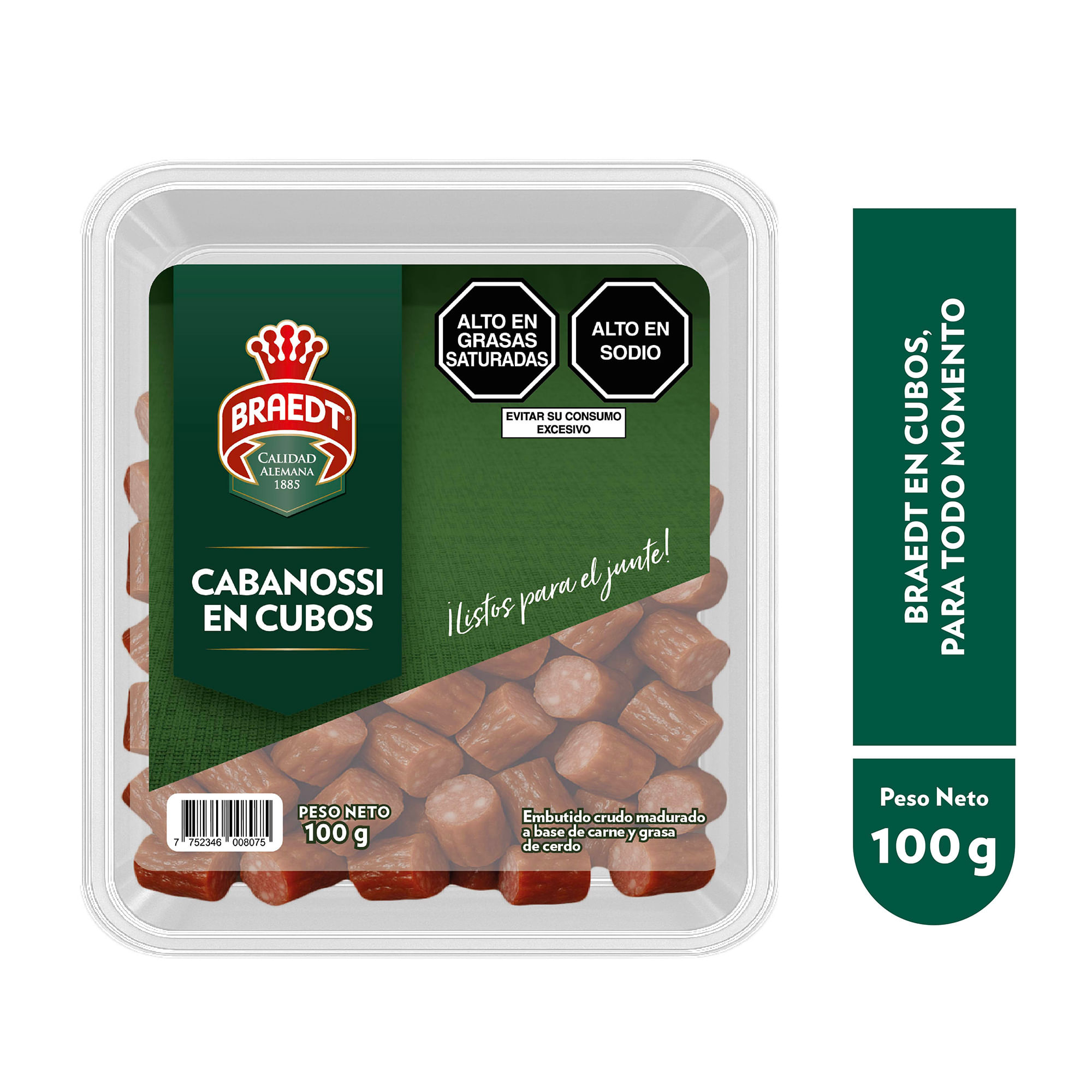 Cabanossi en Cubos BRAEDT Bandeja 100g
