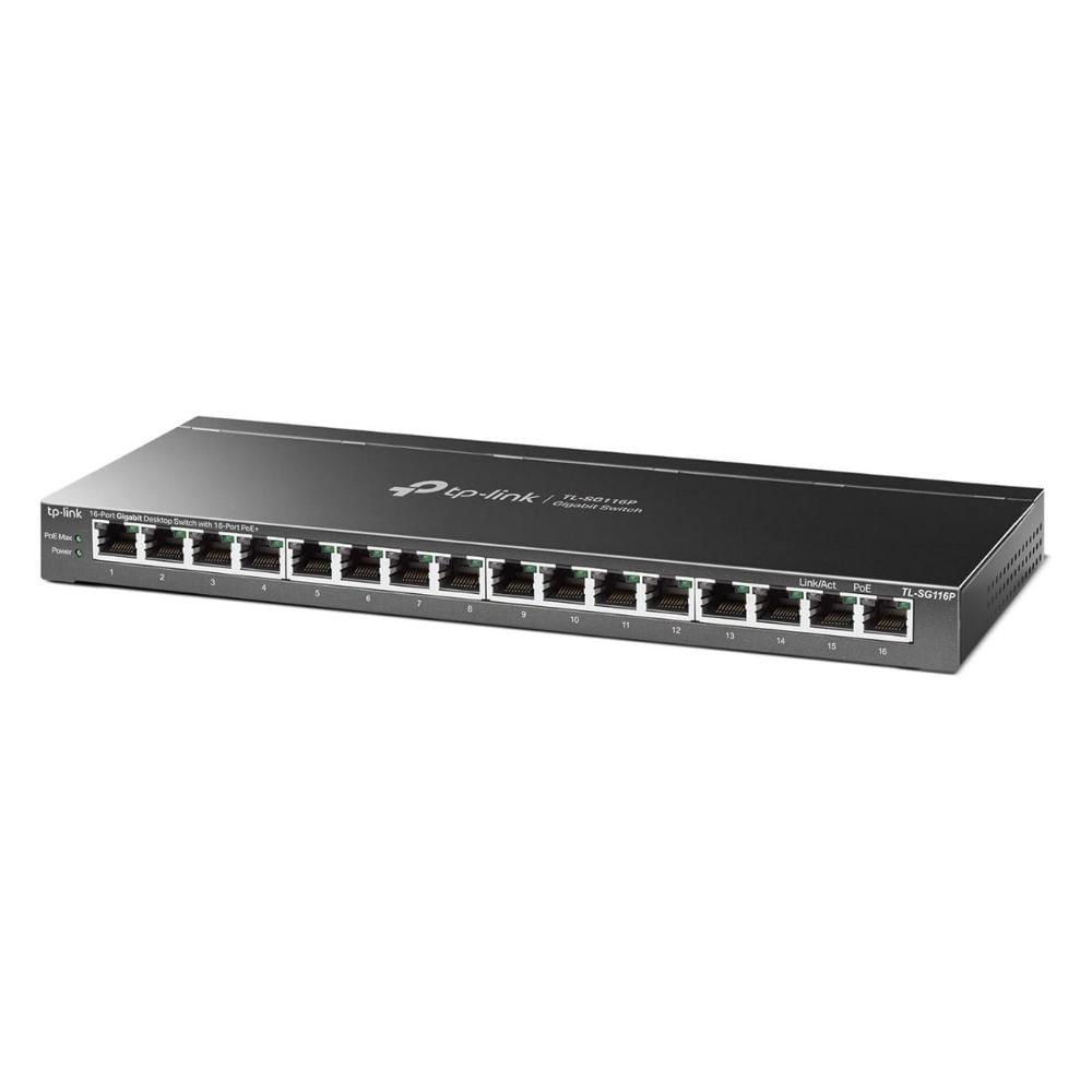 Switch TP-Link TL-SG116P de 16 Puertos Gigabit (16 Puertos PoE+)