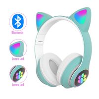 Audífono Bluetooth Gato con Luz Turquesa