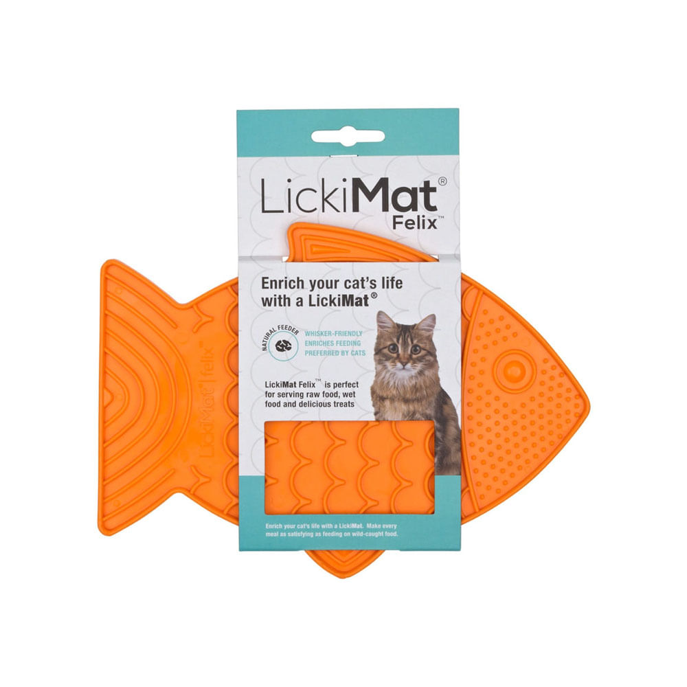 Plato Lickimat Felix Naranja Anti Ansiedad para Gatos