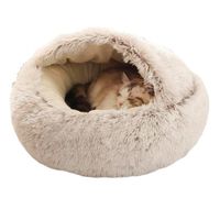 Cama Donut Cueva de Felpa Para Gatos Marrón