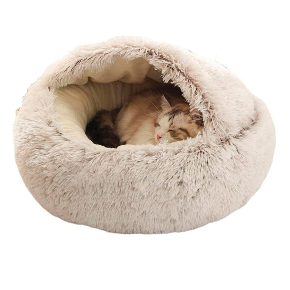 Cama Donut Cueva de Felpa Para Gatos Marrón