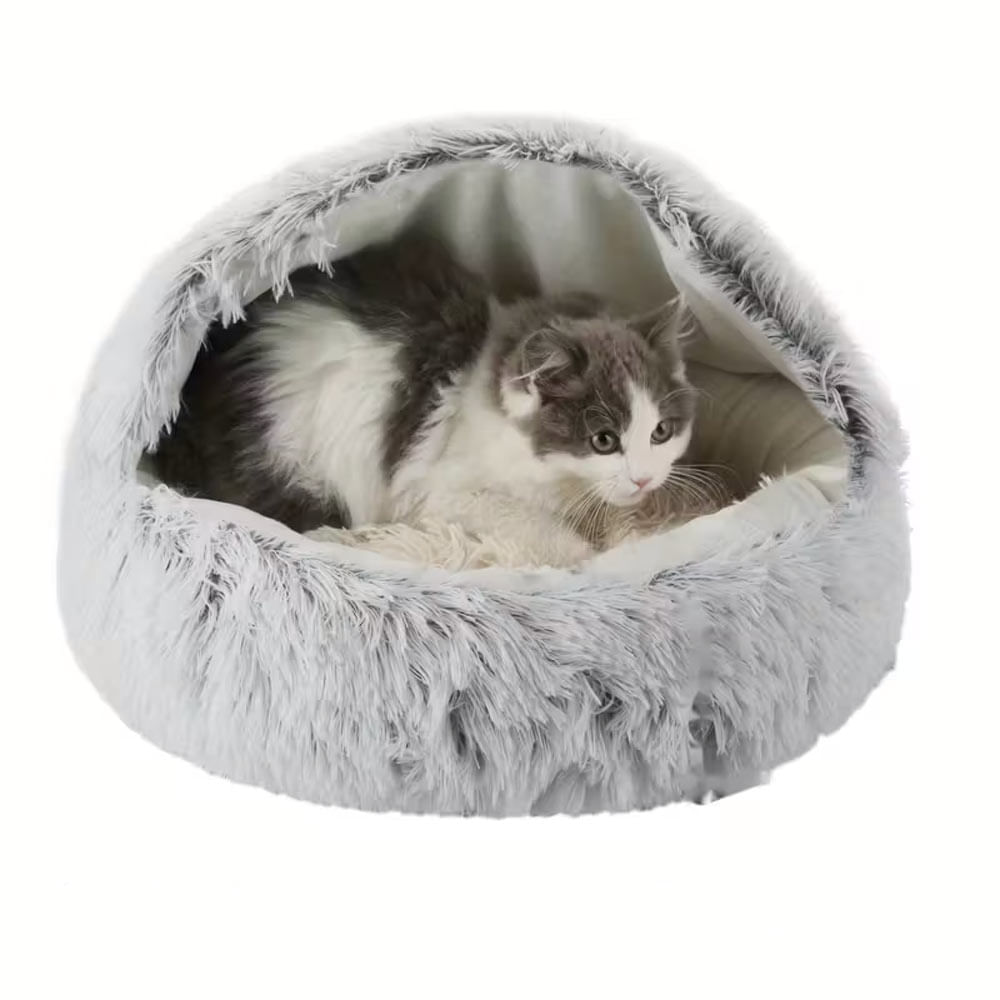Cama Donut Cueva de Felpa Para Gatos Gris