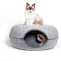 Cama Tunel De Fieltro Para Gato Gris Claro