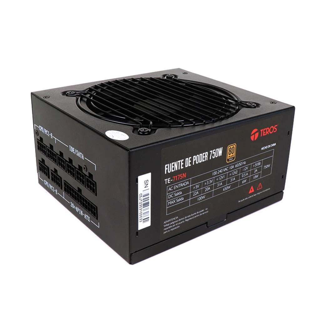 Fuente de alimentación TEROS TE-7175, ATX, 750W, 80 Plus Gold