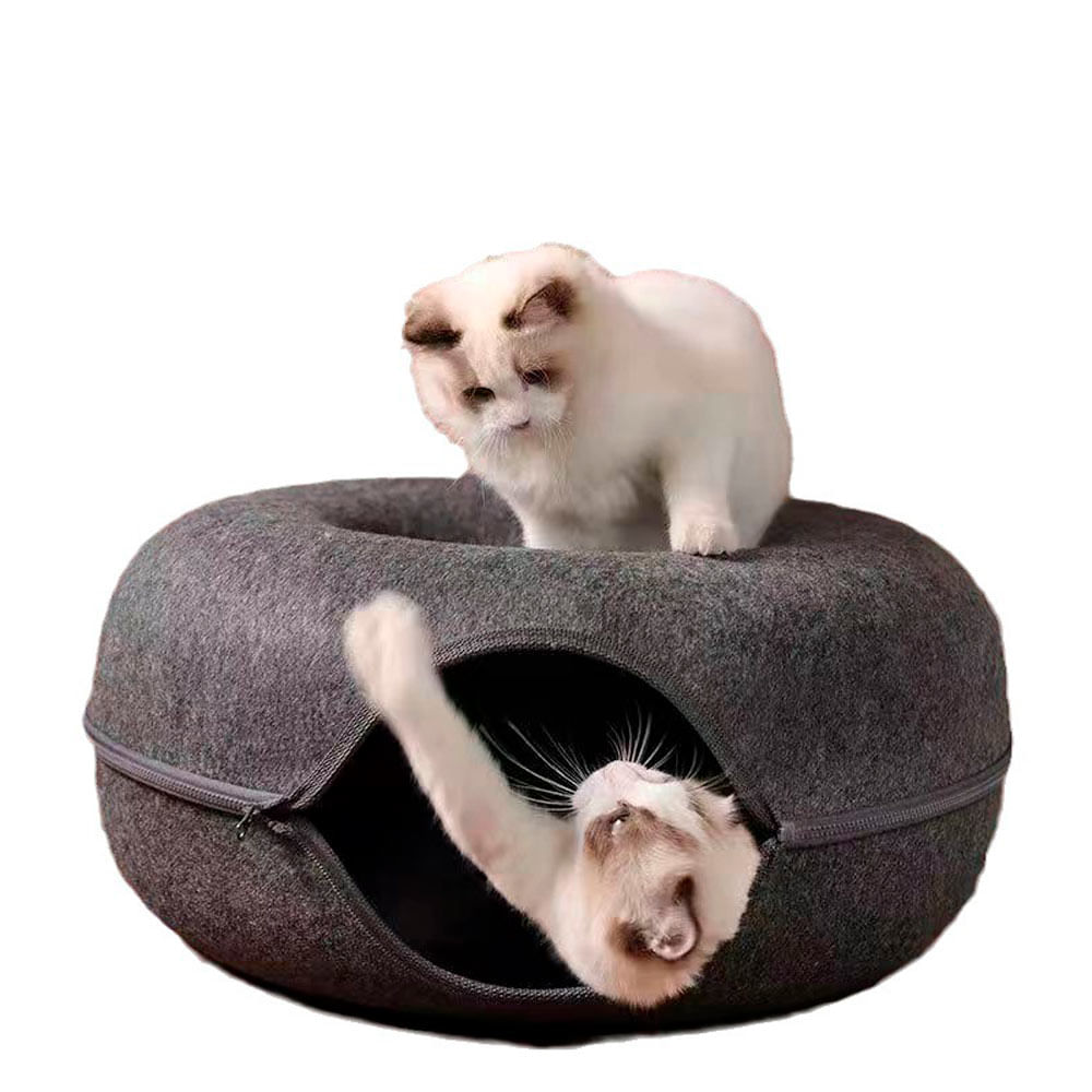 Cama Tunel De Fieltro Para Gato Gris Oscuro