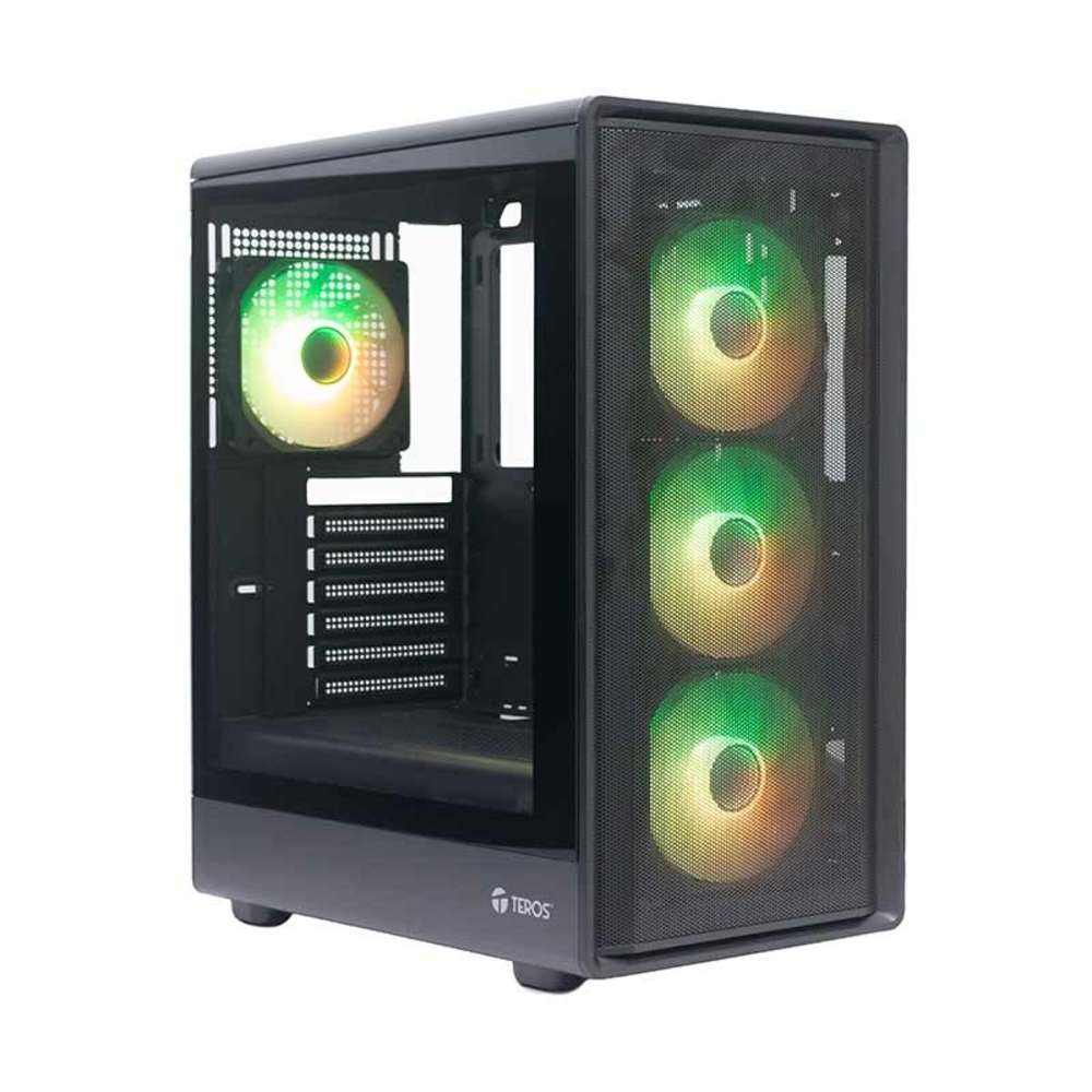 Case sin fuente gamer TEROS TE-1323G, ITX, M-ATX, ATX, 3.5"" y 2.5"", negro