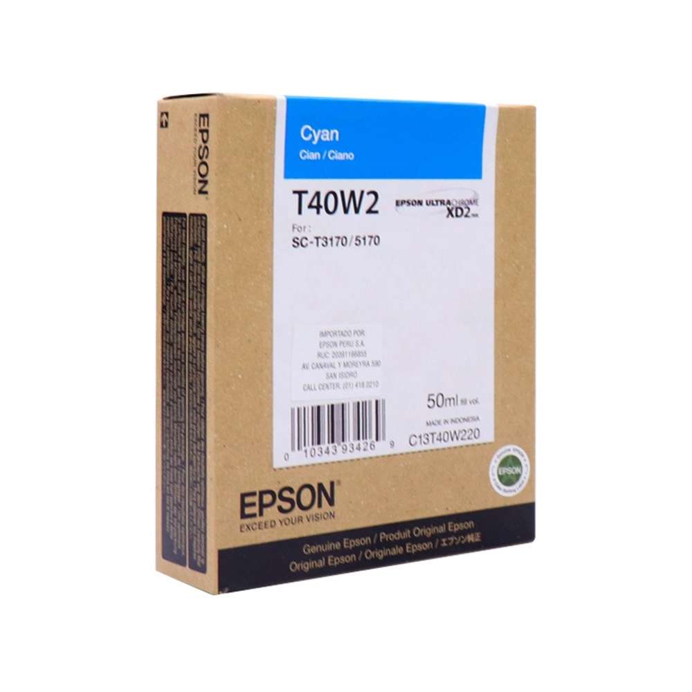 Cartucho de tinta Epson T40W220, UltraChrome XD2, contenido 50ml, color cyan