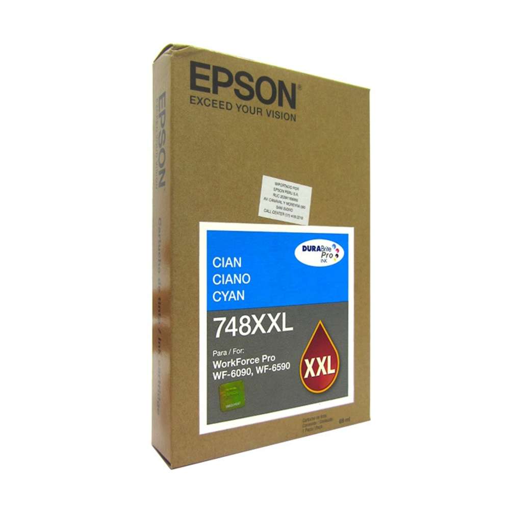 Cartucho de Tinta Epson T748XXL Color Cyan DuraBrite Pro de alta capacidad extra