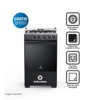 COCINA A GAS INDURAMA 4 QUEMADORES GOYA NEGRO