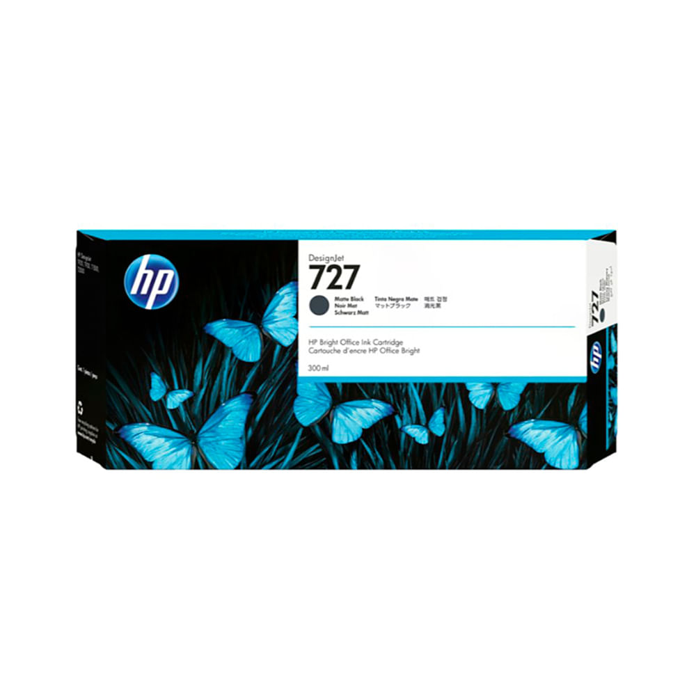 Tinta HP 727A Matte Black 300ml - Ideal para Impresoras de Gran Formato, Perfecta para Profesionale