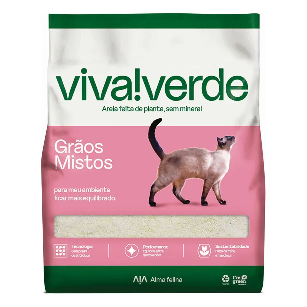 Arena Higiénica para Gatos de Granos Mixtos Viva Verde 10Kg