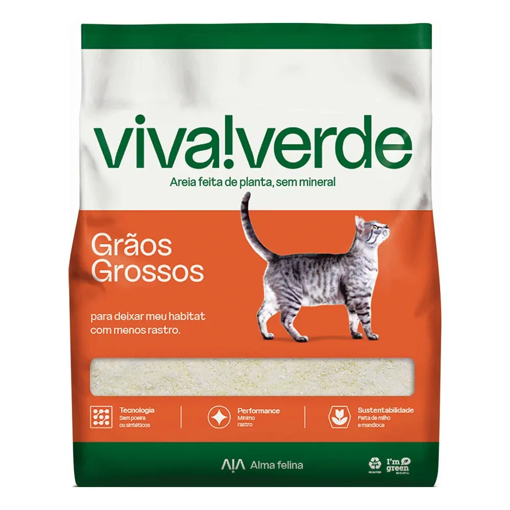 Arena Higiénica para Gatos de Granos Gruesos Viva Verde 10Kg