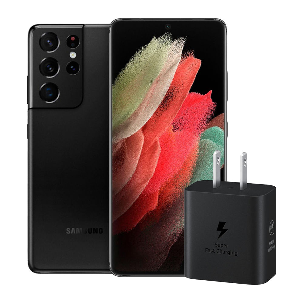 Celular Samsung Galaxy S21 Ultra 5G 128GB 12GB RAM Negro con Cargador USB-C 25W