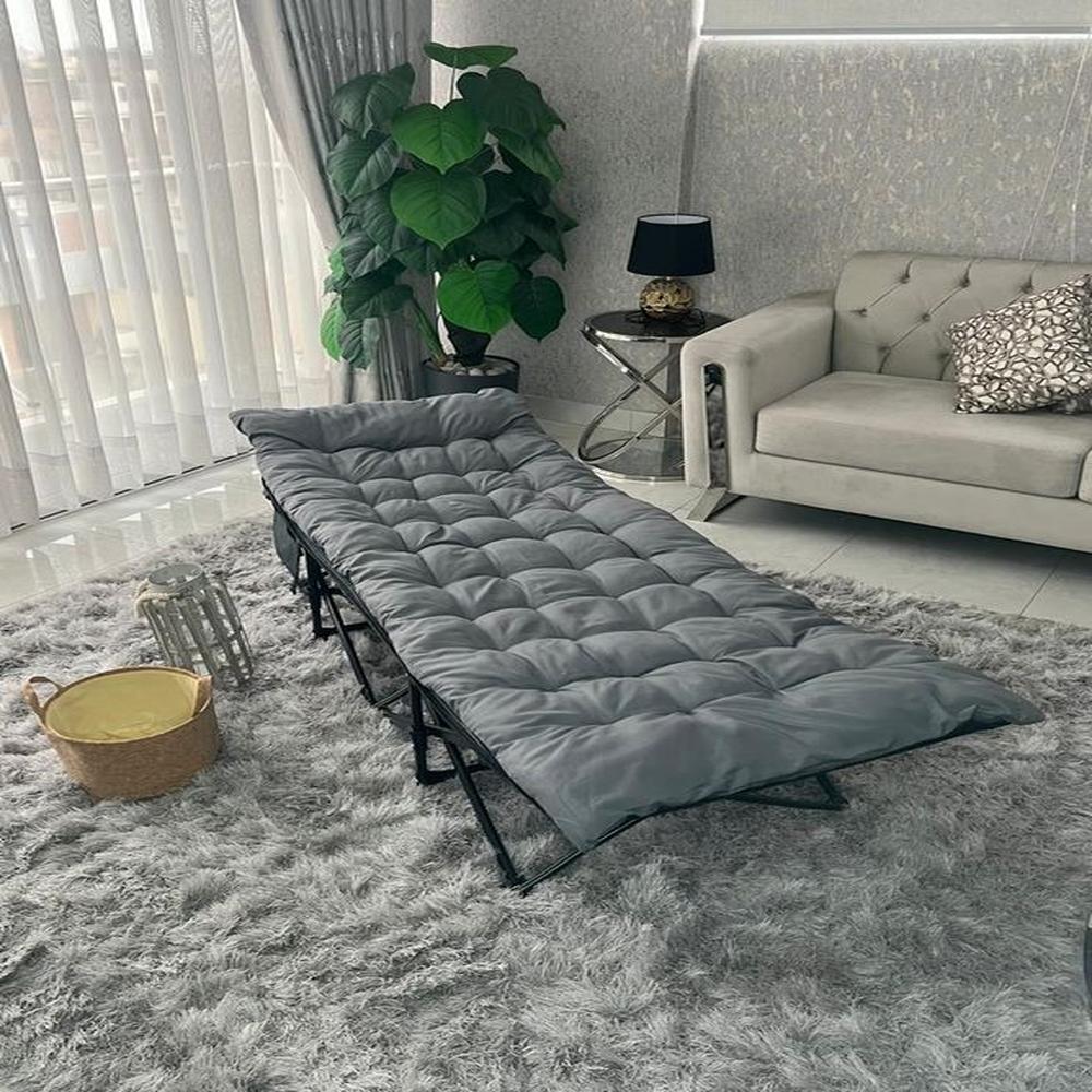 Cama Plegable Portátil Gris con Colchón bolsa Interior y Exterior