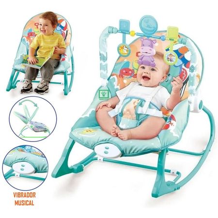 Silla Mecedora Musical Con Vibrador Elefante Celeste