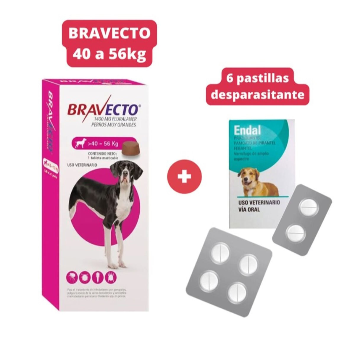 Antipulgas Bravecto para perros de 40 a56 kg