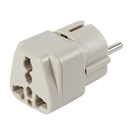 Adaptador universal 10/16A 250V Schuko Gris Wonpro