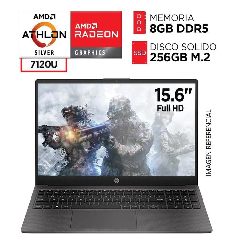 Laptop HP Amd Athlon Silver 7120U DDR5 8GB SSD 256GB Pantalla 15,6 pulgadas HD