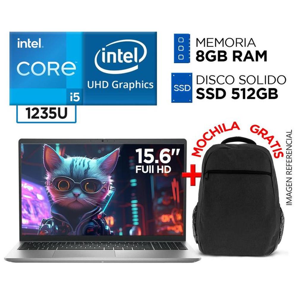 Laptop Dell Intel Core i5 1235U 8GB 512GB INSPIRON 15 12va Gen 15.6 FULL HD IPS + MOCHILA