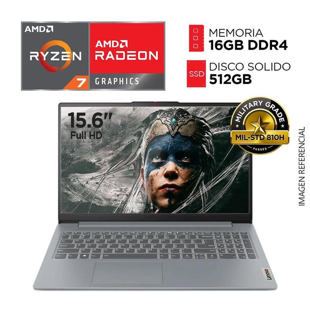 Laptop LENOVO RYZEN 7 5825U RAM 16GB SSD 512GB Pantalla 15.6” FULL HD