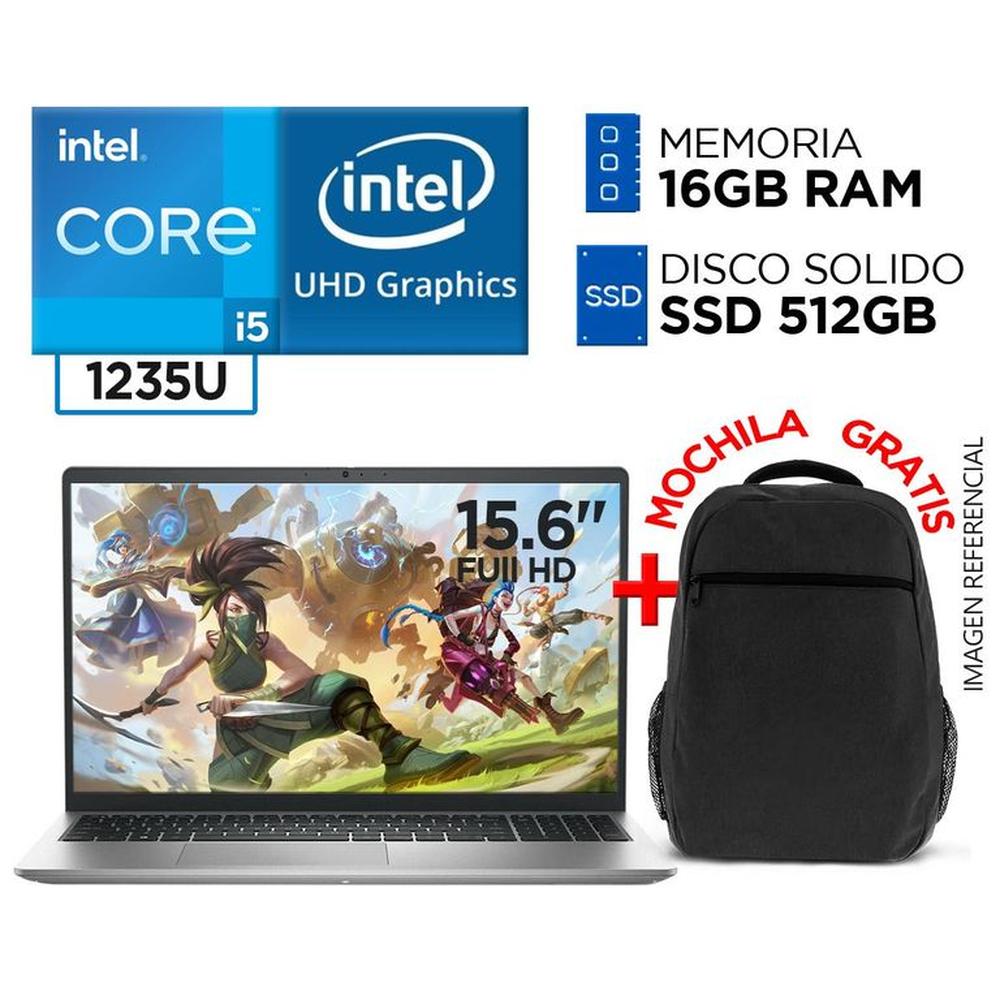 Laptop Dell Intel Core i5 1235U 16GB 512GB INSPIRON 15 12va Gen 15.6 FULL HD IPS + MOCHILA