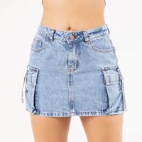 falda short cargo jean para mujer