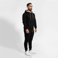 conjunto buzo de algodón polera y jogger para hombre negro Arcoi