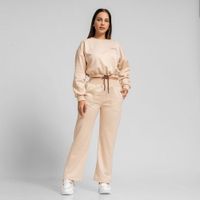 Conjunto buzo para mujer polera y jogger palazzo beige