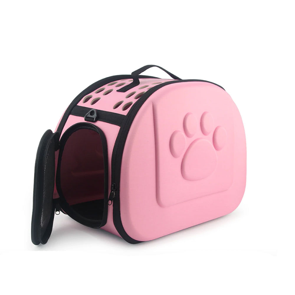 Maletín Transportador Huella Para Gatos Y Perros Rosado